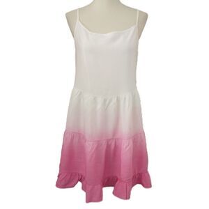 Beach by Exist Mini Dress Dip Dyed Ombre Strappy Back Tiered Ruffles Medium.